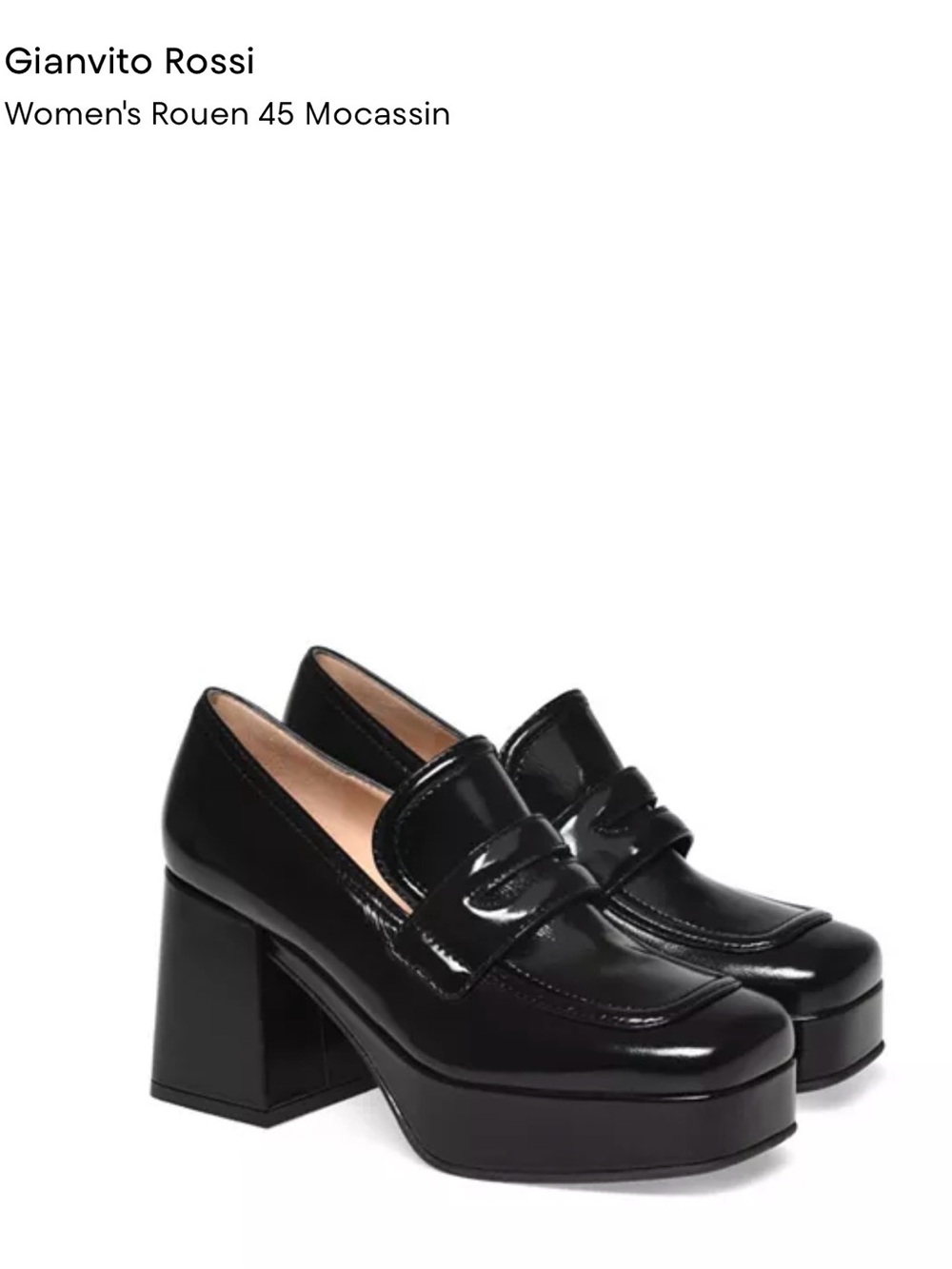 Gianvito Rossi Women's Black Rouen 45 Platform Moccasin size 39 - us 9
